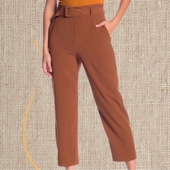 Lulus Pants - Brown trousers with belt